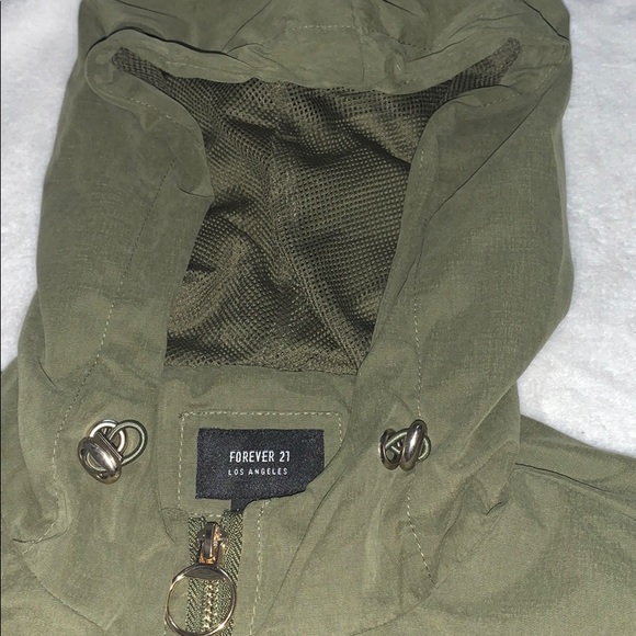Olive Forever 21 Hooded Pull Ring Jacket - Picture 9 of 14